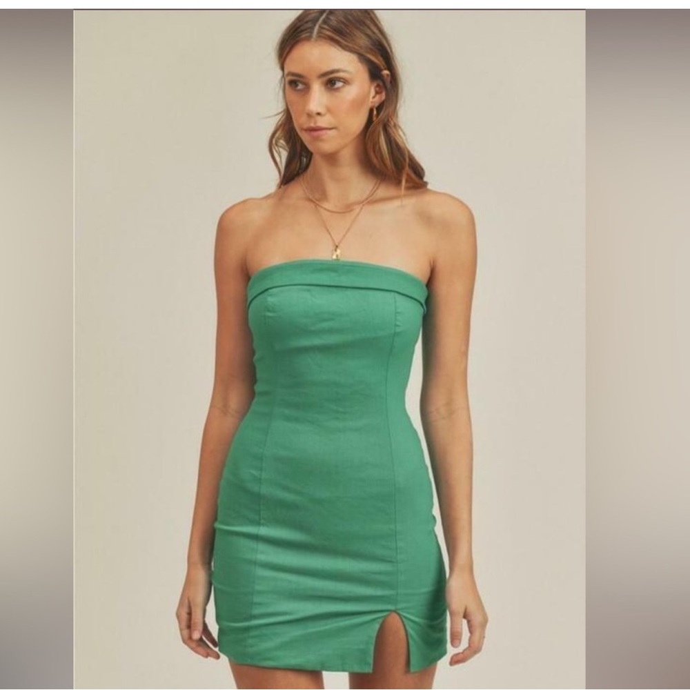 2bella Strapless Green Mini Dress Size S